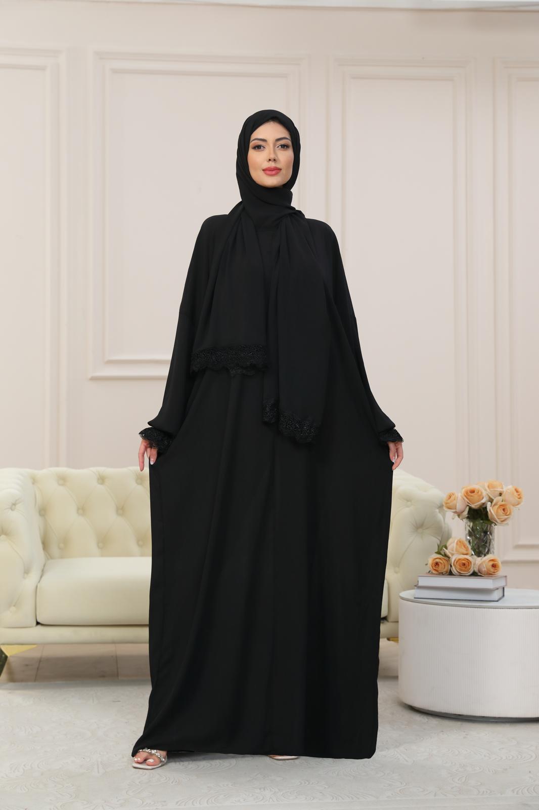 BLACK One-Piece Islamic Prayer Dress for Women with Built-in Hijab – Modest Abaya for Daily Salah, Ramadan, Hajj & Umrah | SafaSoft USA