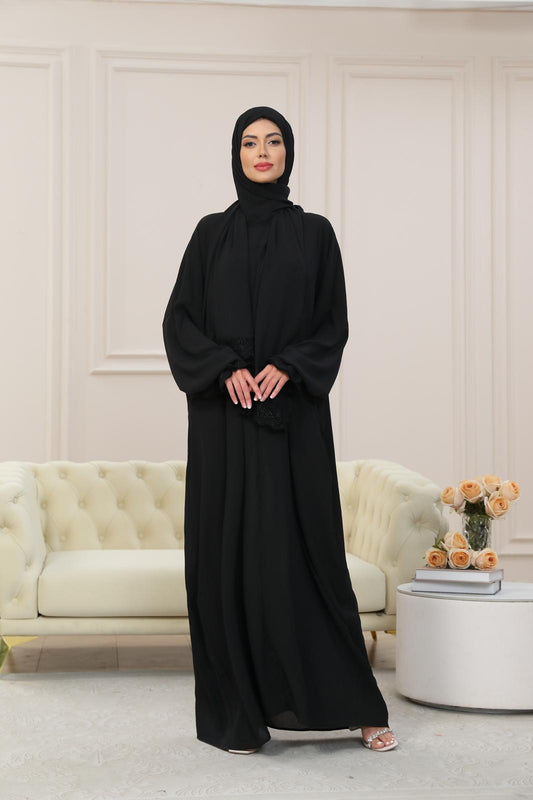 BLACK One-Piece Islamic Prayer Dress for Women with Built-in Hijab – Modest Abaya for Daily Salah, Ramadan, Hajj & Umrah | SafaSoft USA