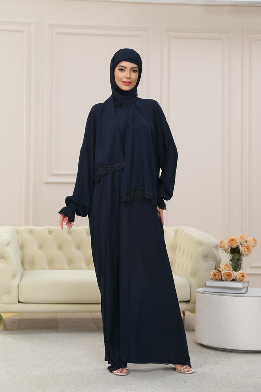 NAVY One-Piece Islamic Prayer Dress for Women with Built-in Hijab – Modest Abaya for Daily Salah, Ramadan, Hajj & Umrah | SafaSoft USA